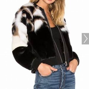 NBD Bonita faux fur bomber jacket, size medium, EUC